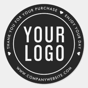 Black Thank You For Your Purchase Stickers Logo