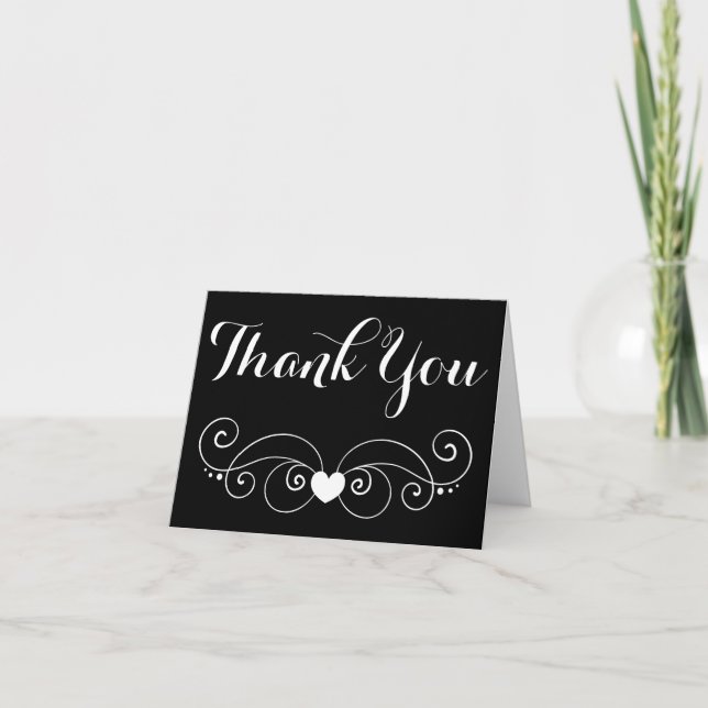 Black Thank You Heart Wedding ,Party Bridal Shower (Front)