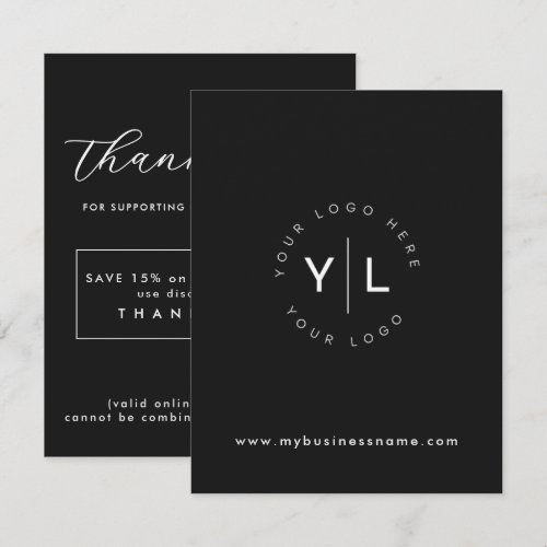 Black Thank You Insert with Discount Code Card