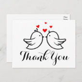 Black Thank You Lovebirds - Wedding, Bridal Shower Postcard | Zazzle