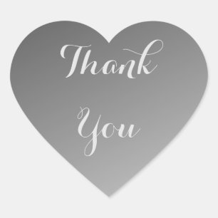 Black Thank You Ombre Heart Sticker