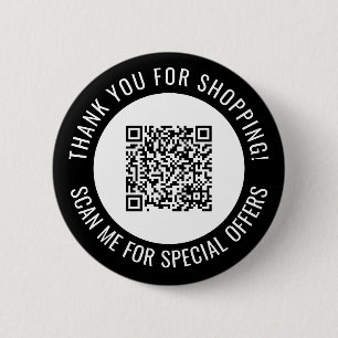 Black Thank You & Scan Me Promotional QR Code Button