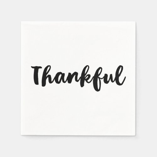 Black Thankful Type Thanksgiving Dinner Party Napkins