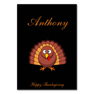Black Thanksgiving Place Cards With Turkey