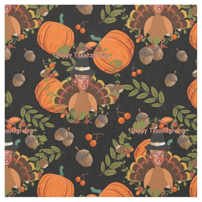 black thanksgiving trump turkey fabric (Close Up)