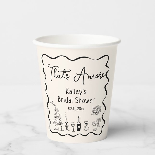 Black That's Amore Bridal Shower  Paper Cups (Front)