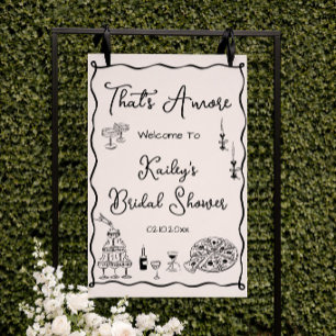 Black Thats Amore Bridal Shower Welcome Foam Board