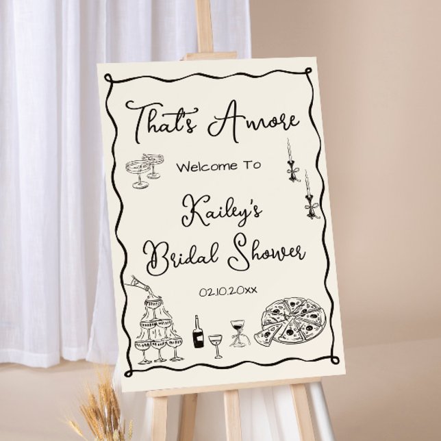 Black Thats Amore Bridal Shower Welcome Foam Board (Creator Uploaded)