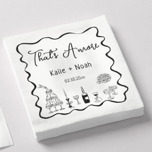Black That's Amore Engagement Party Napkins