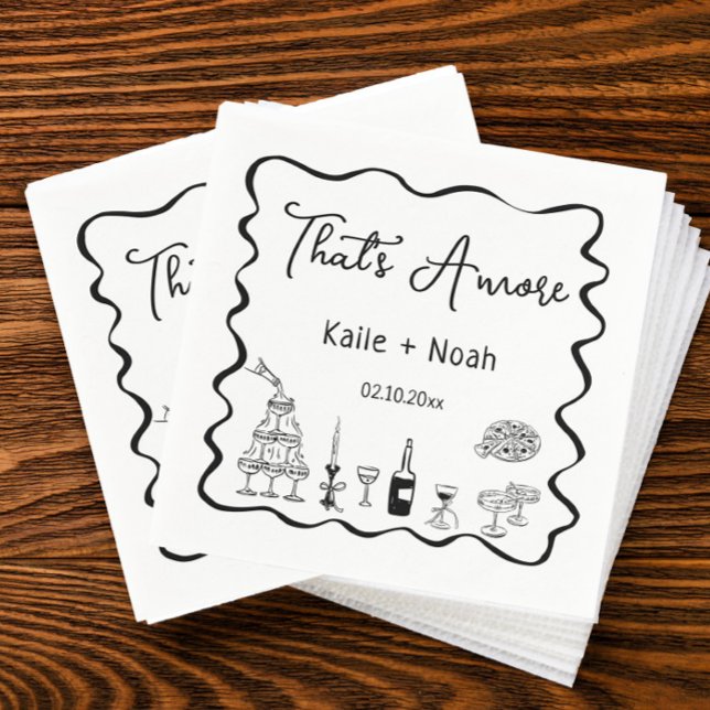 Black That's Amore Engagement Party Napkins (Creator Uploaded)