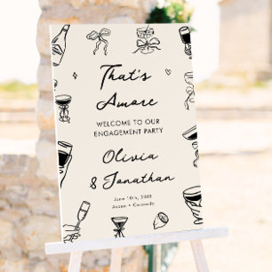 Black Thats Amore Engagement Party Welcome Foam Board