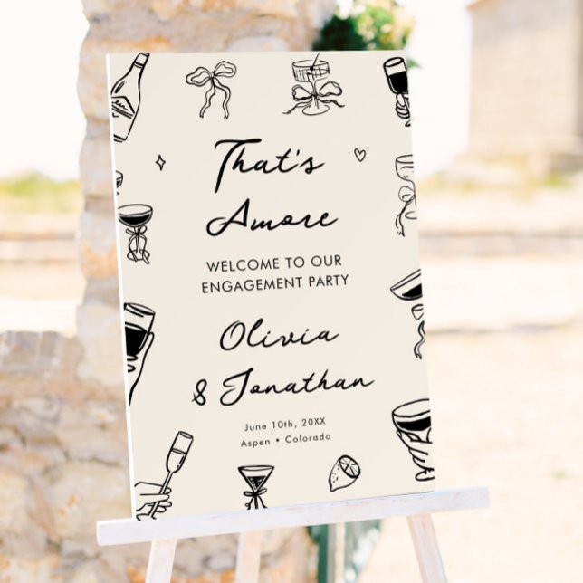 Black Thats Amore Engagement Party Welcome  Foam Board (Creator Uploaded)