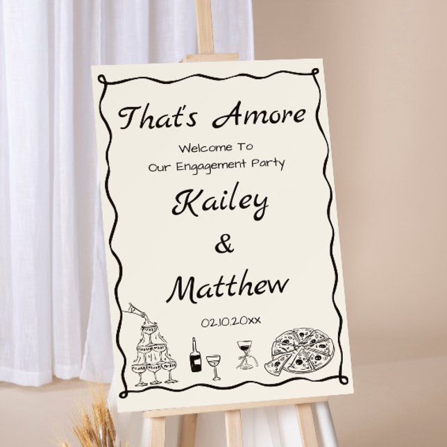 Black Thats Amore Engagement Party Welcome  Foam Board (Creator Uploaded)