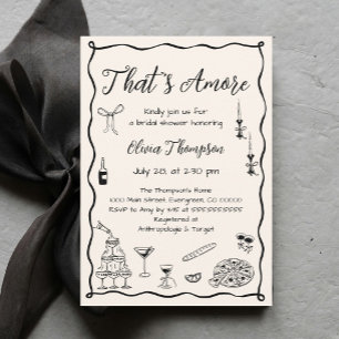 Black That's Amore Italian Bridal Shower Invitation
