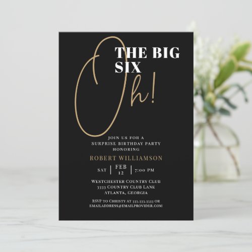 Black The Big 60th Surprise Birthday Invitation