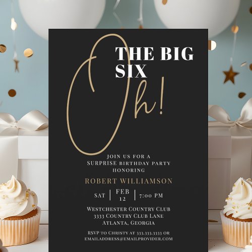 Black The Big 60th Surprise Birthday Invitation