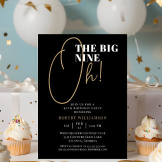 Black The Big 90th Surprise Birthday Invitation
