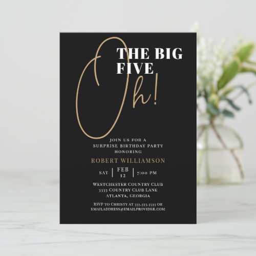 Black The Big Six Oh 60th Surprise Birthday Invitation