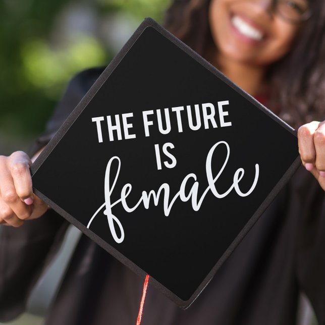 Black | The Future Is Female Graduation Cap Topper (Creator Uploaded)