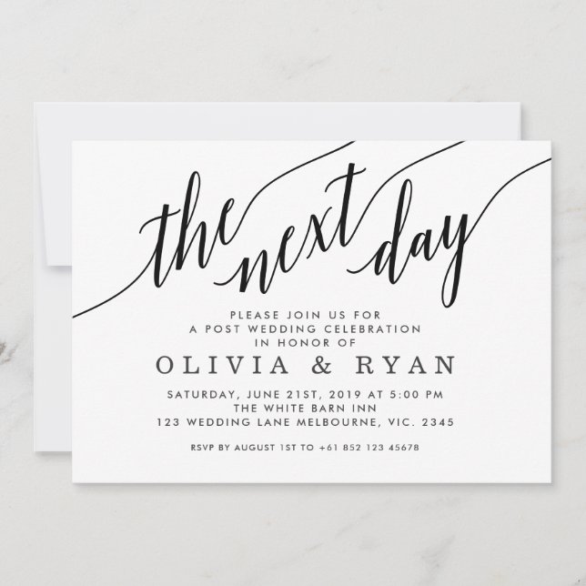 Black The Next Day Wedding Celebration Invitation (Front)
