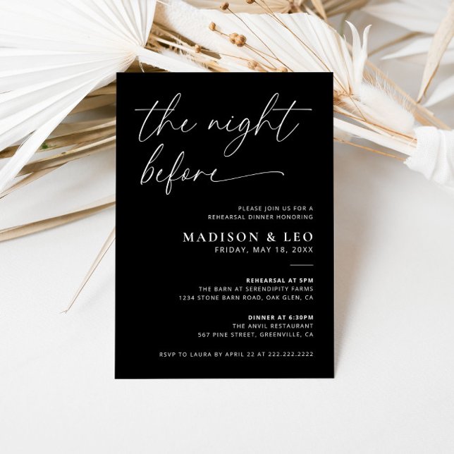 Black The Night Before Rehearsal Dinner Invitation (Creator Uploaded)