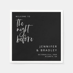 Black The Night Before Rehearsal Dinner Napkins