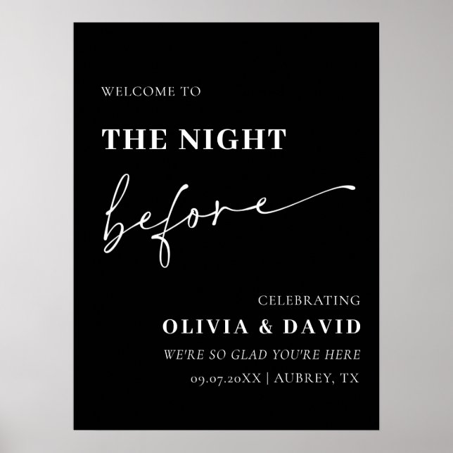 Black The Night Before Rehearsal Dinner Poster (Front)