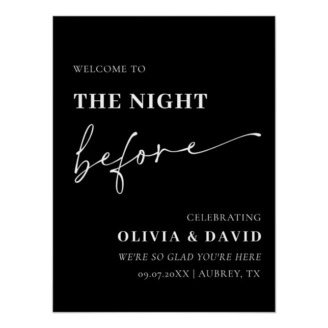 Black The Night Before Rehearsal Dinner Poster (Front)