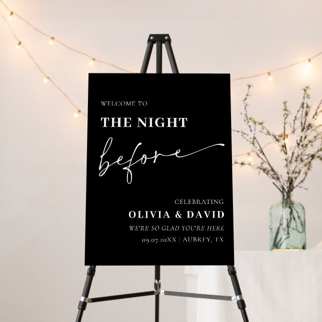 Black The Night Before Rehearsal Dinner Sign (In Situ (Stand))