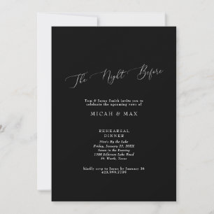 Black The Night Before Wedding Rehearsal II Invitation