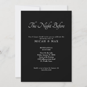 Black The Night Before Wedding Rehearsal  Invitation