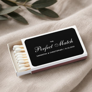 Black The Perfect Match Wedding Favors Matchboxes