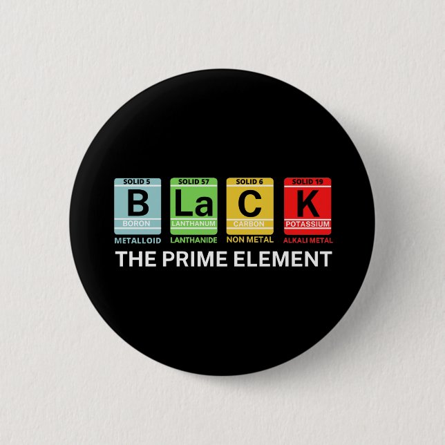 Black The Prime Element Black History Button (Front)