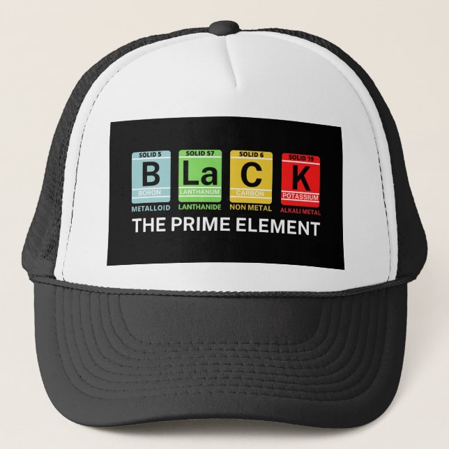 Black The Prime Element Black History Trucker Hat (Front)