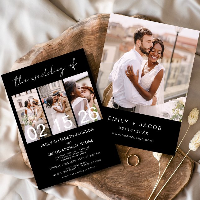 Black The Wedding of Minimalist Photo Collage Invitation (Creator Uploaded)