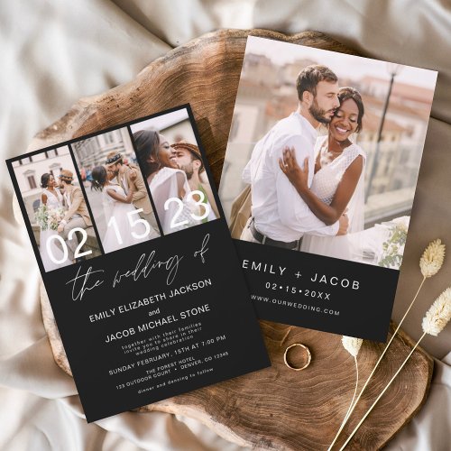 Black The Wedding of Photo Minimalist Wedding Invitation