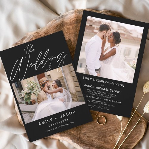 Black The Wedding of Two Photo Minimalist Invitation