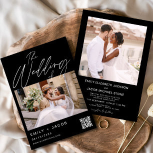Black The Wedding of Two Photo QR code Invitation