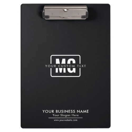 Black Themed Initial Letter Monogram Business Clipboard