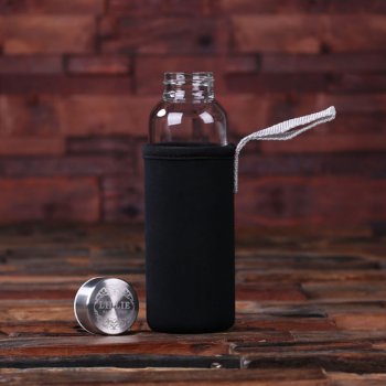 Black Thermos Holder And 13 Oz. Glass Water Bottle by tealsprairie at Zazzle