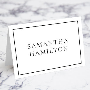Black Thin Line Border Individual Name Place Cards