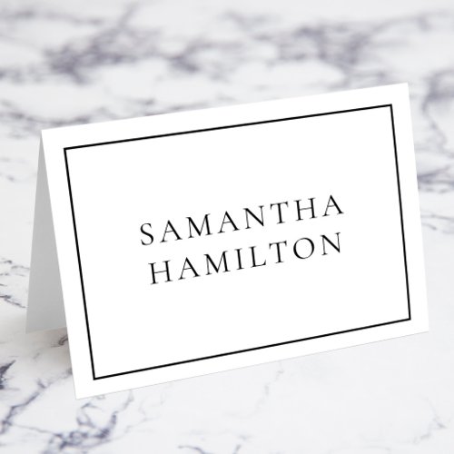 Black Thin Line Border Individual Name Place Cards