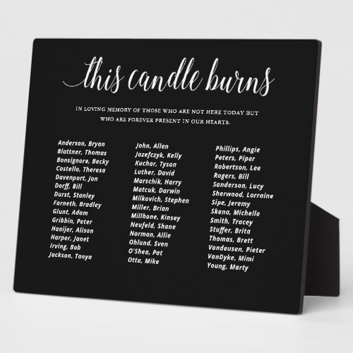 Black This Candle Burns Class Reunion In Memory Plaque