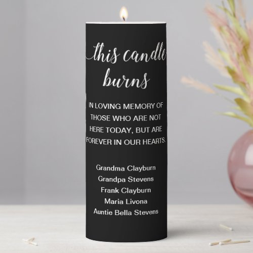 Black This Candle Burns In Memory Names Wedding