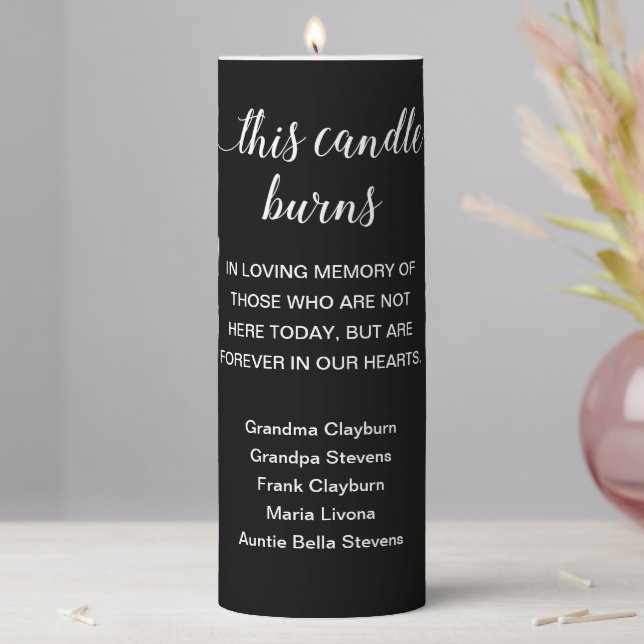 Black This Candle Burns In Memory Names Wedding (In Situ)