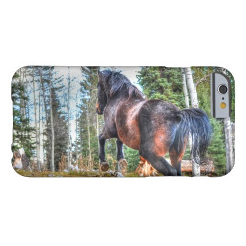 Black Thoroughbred Percheron Horse Jumping logs Barely There iPhone 6 Case
