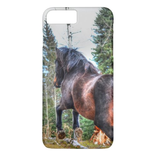 Black Thoroughbred Percheron Horse Jumping logs iPhone 8 Plus7 Plus Case