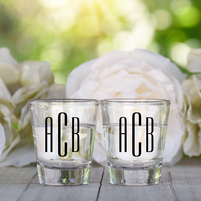 Black Three Letter Monogram Shot Glass (Black Three Letter Monogram Shot Glass)