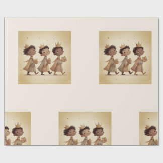 Black Three Wise Men Nativity Wrapping Paper 2