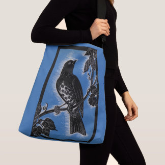 black thrush with blue crossbody bag